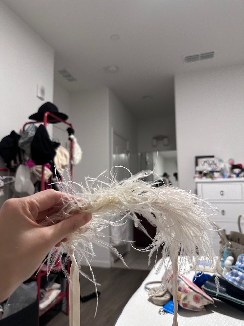 White Feather Trim Accent